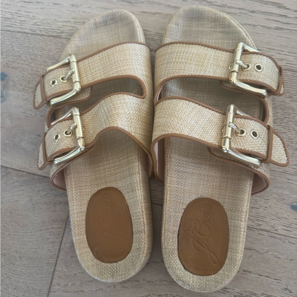 J. Crew Two Strap Woven Buckle Sandals Size 7.5 - Picture 1 of 4